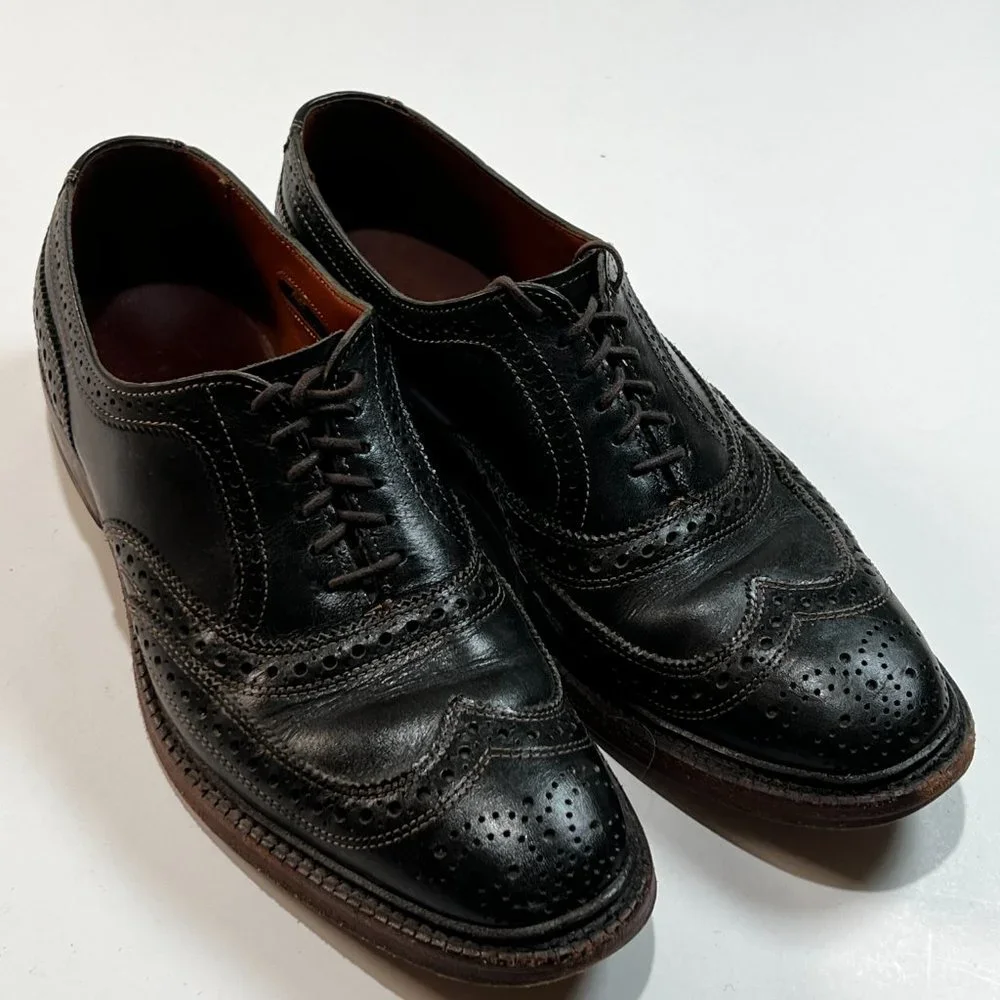 Allen Edmonds McTavish Black‎ 7/5 D Black Leather Wingtip Dress Shoes